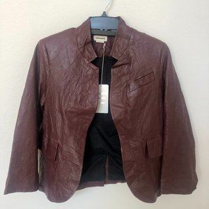 Zadig&voltaire Verys Textured Leather Jacket,  Color: BURGUNDY Size: 36